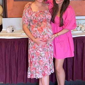 Olivaceous pink Boho Floral Dress